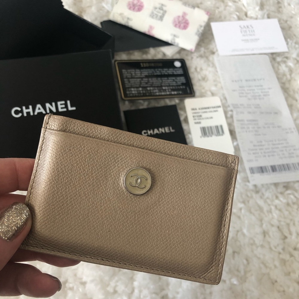 CHANEL gold leather wallet - CC card holder 🥂💳🍾